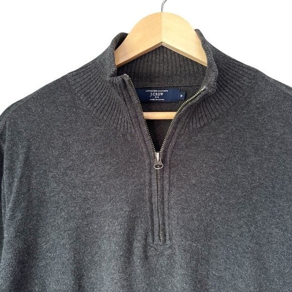 J. Crew Men's Cotton with Cashmere Gray 1/4 Zip Pullover Sweater, size Medium - Picture 1 of 5